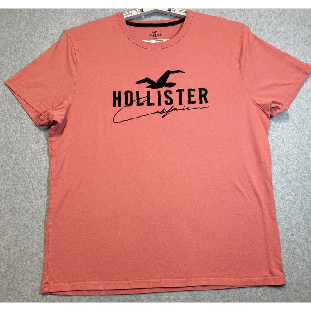 Hollister Men's Applique Graphic T-Shirt Crew Neck Logo Tee Sz XL Preppy Casual